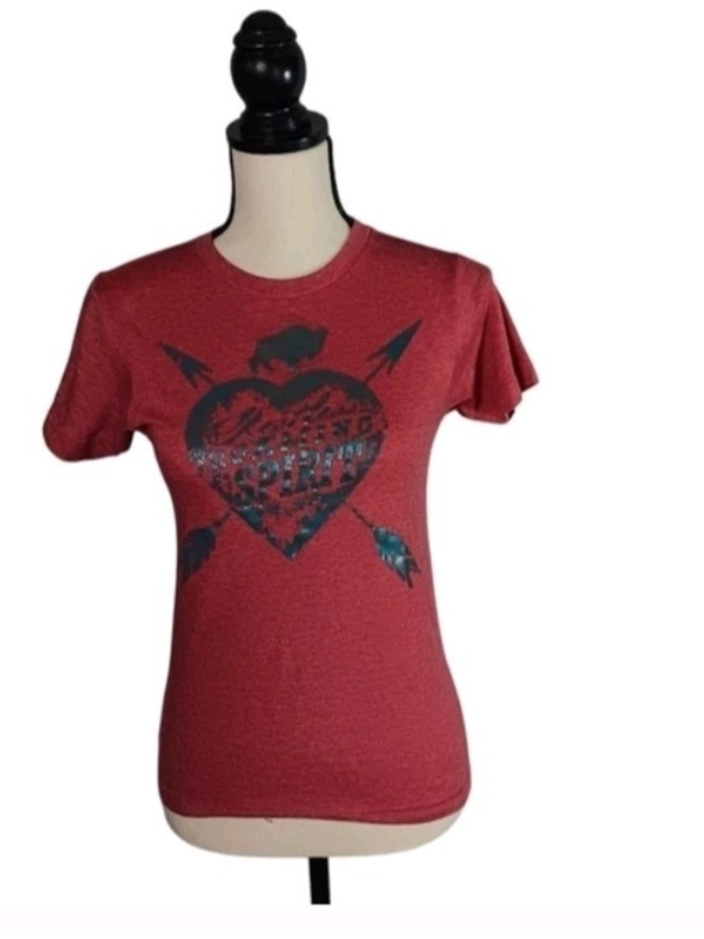Red Graphic Heart Arrow Crewneck Tee - Women